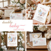 Étiquette Aquarelle bleu rose Baby shower double