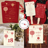 Poster Double Happiness Lanternes Rouges Mariage Chic Chi