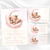 Serviette En Papier Baby shower de fille d'ours rose pâle