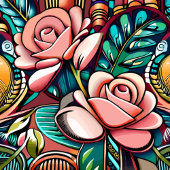 T-shirt Deux Roses : Un Arrangement Floral À Motifs