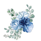 Élégant Carte de Menu Florale Bleue Poussiéreuse d