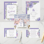 Carte D'accompagnement Aquarelle Réception Florale Hydrangea Bleu Poussié