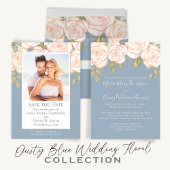 Papier Elégant Rose aquarelle Dusty Blue Wedding Programm