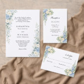 Invitation Dusty Blue White Cream Florals Wedding (Personnalisez la collection de ce créateur indépendant. )