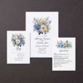 Menu Mariage floral bleu et or Dusty (Personnalisez la collection de ce créateur indépendant.)