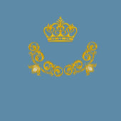 Blauwe en goudkoninklijke Sticker rond het bruilof