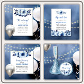 Invitation Baby shower d'aquarelle bleu foncé