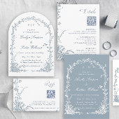 Poster Dusty Blue Botanical Garden Wedding Welcome 