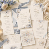 Étiquette de faveur de mariage botanique bleu pous