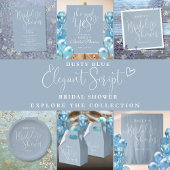 Dusty Blue Script Calligraphy Vrijgezellenfeest Bedankdoosjes