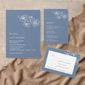  Dusty Blue White Floral Line Art RSVP (Personnalisez la collection de ce créateur indépendant. )