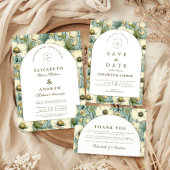 Save The Date Dusty Blue Floral Arch Garden Wedding