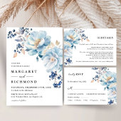 Bandeau De Faire-part Dusty Blue Floral Mariage d'hiver