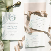 Invitation  Elegant Floral Monogram Crest Formal  Wedding