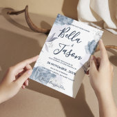 Programme de cérémonie de mariage floral bleu pous