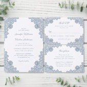 Save The Date Elégant Mariage de dentelle bleu bleu-bleu (Personnalisez la collection de ce créateur indépendant.)