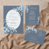Dusty Blue Floral Script Wedding Cadeaulabel (Personaliseer de collectie van deze zelfstandige maker.)