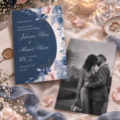 Carte de numéro de table en bleu poussiéreux flora