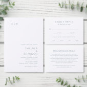 Chelsea Dusty Blue Modern Wedding Invitation (Personaliseer de collectie van deze zelfstandige maker.)