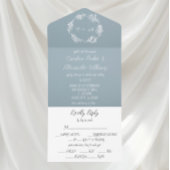 Invitation Tout En Un Dusty Bleu Élégant Rustique Eucalyptus unique