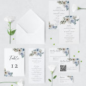 Tented Food Label Trouwbuffet Dusty Blue Floral Kaart