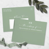 Elegant Ombre Monogram Dusty Mauve & Ivory Wedding All In One Uitnodiging