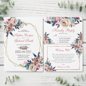 Carte D'accompagnement Bleu rose roux Mariage désirant bien (Personnalisez la collection de ce créateur indépendant.)