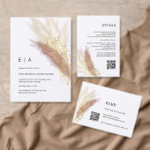 Minimalistische Boho Roze Goud Pampas Gras Echt Go Folie Uitnodiging (Personaliseer de collectie van deze zelfstandige maker.)