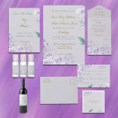 Invitation Tout En Un Fleurs à ressort violet poussiéreuses Mariage TOUT