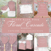 Éventail Dusty Rose Rose Floral Programme de mariage en cas
