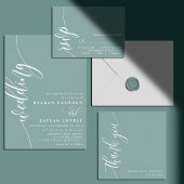 Invitation Dusty Turquoise Simple Modern Script Mariage