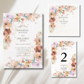 Numéro De Table Mariage Floral Botanique Romantique aux Tons de Te