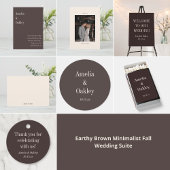 Sticker Rond Minimalist Earthy Brown Elegant Wedding Custom