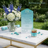 Invitation Falling Turquoise Blue Parties scintillant 18th Bi