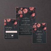 3 D Rose Dark Romantic Wedding Menu (Personaliseer de collectie van deze zelfstandige maker.)