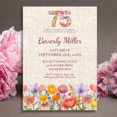 Invitation Wildflower 75th Birthday Party - Floral Number 