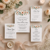 Carte de Menu de Mariage Botanique Fleur de Anémon