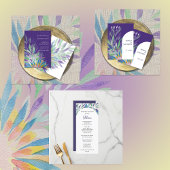 Elegant Mooie Paarse Boho Bloemen Waterverf Menu