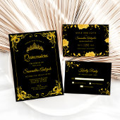 Numéro de table minimaliste noir doré moderne