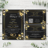 Invitation Elegant black and gold summer wedding (Personnalisez la collection de ce créateur indépendant.)