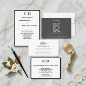 Cartons Réponse Elegant Black and White Minimalist Wedding
