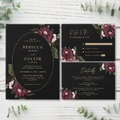 Elegant zwart bordeaux bloemenbruiloft bedankdoosjes (Personaliseer de collectie van deze zelfstandige maker.)