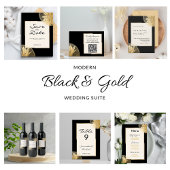 Plaque De Table Mariage Black Gold moderne Wifi Détails QR Code