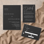 Carte de réponse de mariage élégante moderne noir (Personnalisez la collection de ce créateur indépendant. )