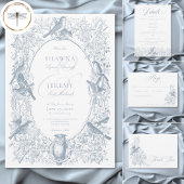 Save The Date Elégant Blue Chinoiserie Nature & Birds Mariage