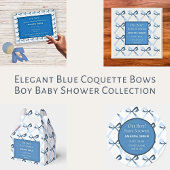 Sophisticated Blue Bow Pattern Boy Baby shower Bedankjes Labels