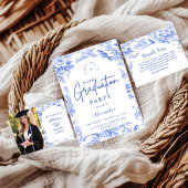 Invitation Elegant Blue Floral Graduation Party