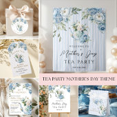 Tenture Blue Floral Mother's Day Tea Party Backdrop