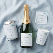 Invitation Bleu floral frontière botanique moderne