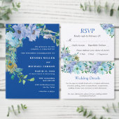 Save The Date Élégant Mariage Floral Bleu (Personnalisez la collection de ce créateur indépendant.)